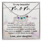 Custom Baby Feet Necklace with Birthstone To my Beautiful Mom Love your Daughter