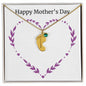 Custom Baby Feet Necklace with Birthstone Happy Mother's Day Purple Heart
