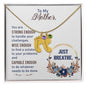 Custom Baby Feet Necklace with Birthstone To my Mother-Just breathe