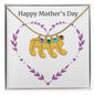 Custom Baby Feet Necklace with Birthstone Happy Mother's Day Purple Heart