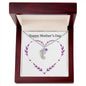 Custom Baby Feet Necklace with Birthstone Happy Mother's Day Purple Heart