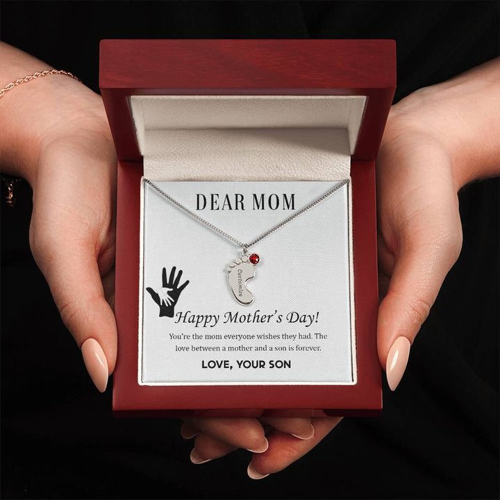 Custom Baby Feet Necklace with Birthstone Dear Mom,  Happy Mother’s Day! You’re the mom