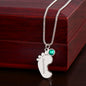 Custom Baby Feet Necklace with Birthstone To My Best Mom