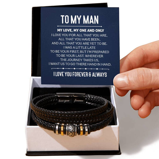 To My Man Engraved Men's "Love You Forever" Bracelet