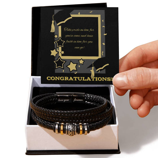 Graduation Engraved Men's "Love You Forever" Bracelet, no year