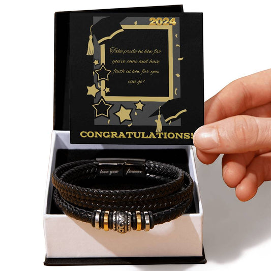 Graduation Engraved Men's "Love You Forever" Bracelet, year 2024