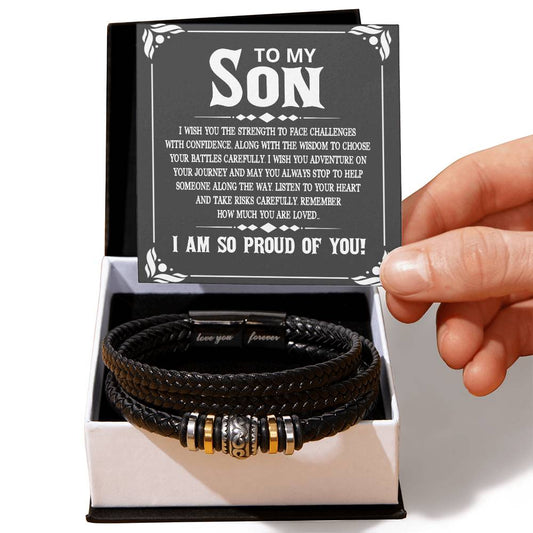 Men's "Love You Forever" Bracelet, To My Son - I wish you the strength to face challenges