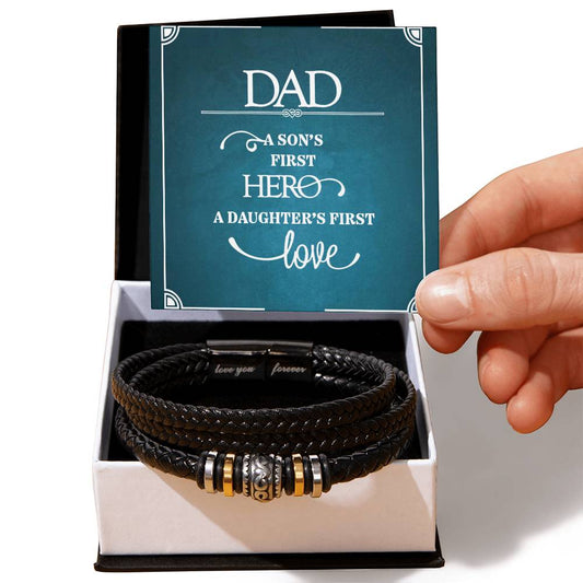 Men's "Love You Forever" Bracelet, Dad a sons first Hero