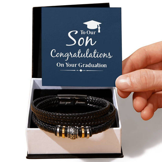 Men's "Love You Forever" Bracelet, to our son congratulations on your graduation