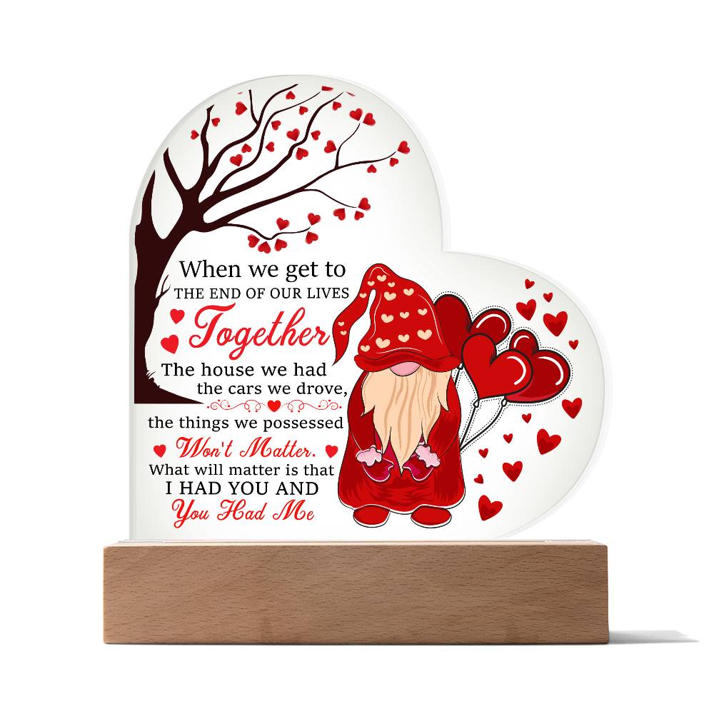 Love Quote Heart Acrylic Plaque