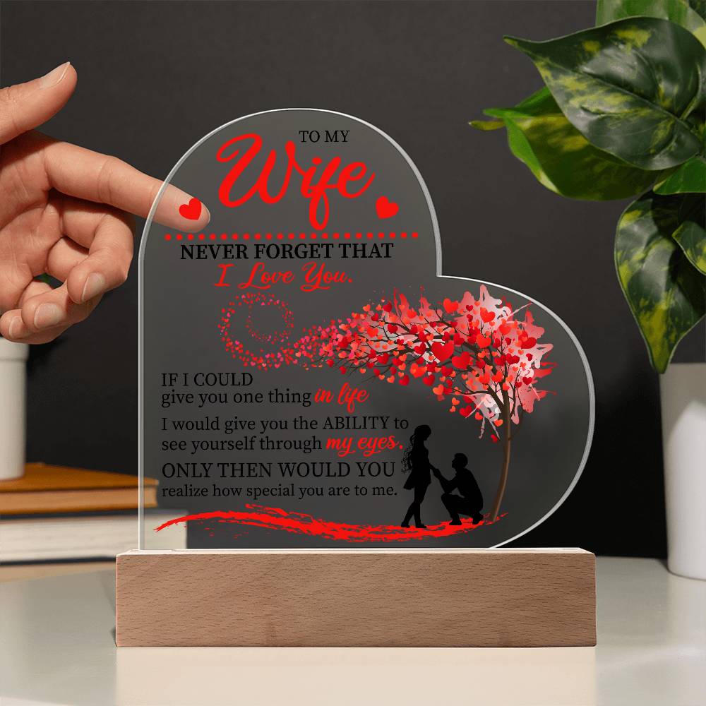 To my Wife Heart Acrylic Plaque Night Light