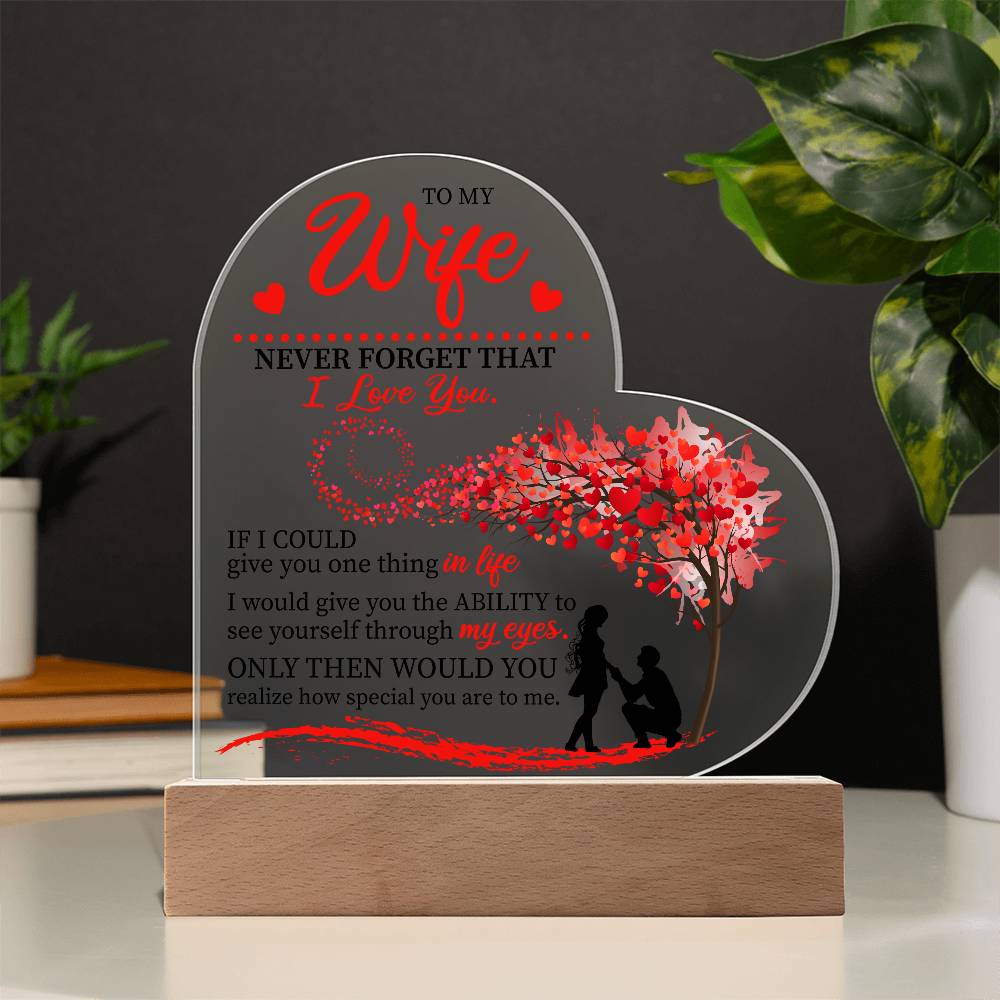 To my Wife Heart Acrylic Plaque Night Light