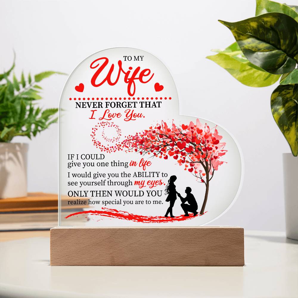 To my Wife Heart Acrylic Plaque Night Light