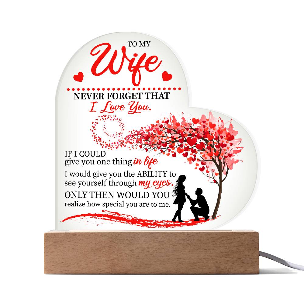 To my Wife Heart Acrylic Plaque Night Light