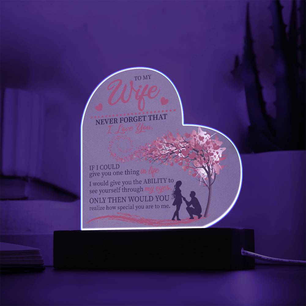 To my Wife Heart Acrylic Plaque Night Light