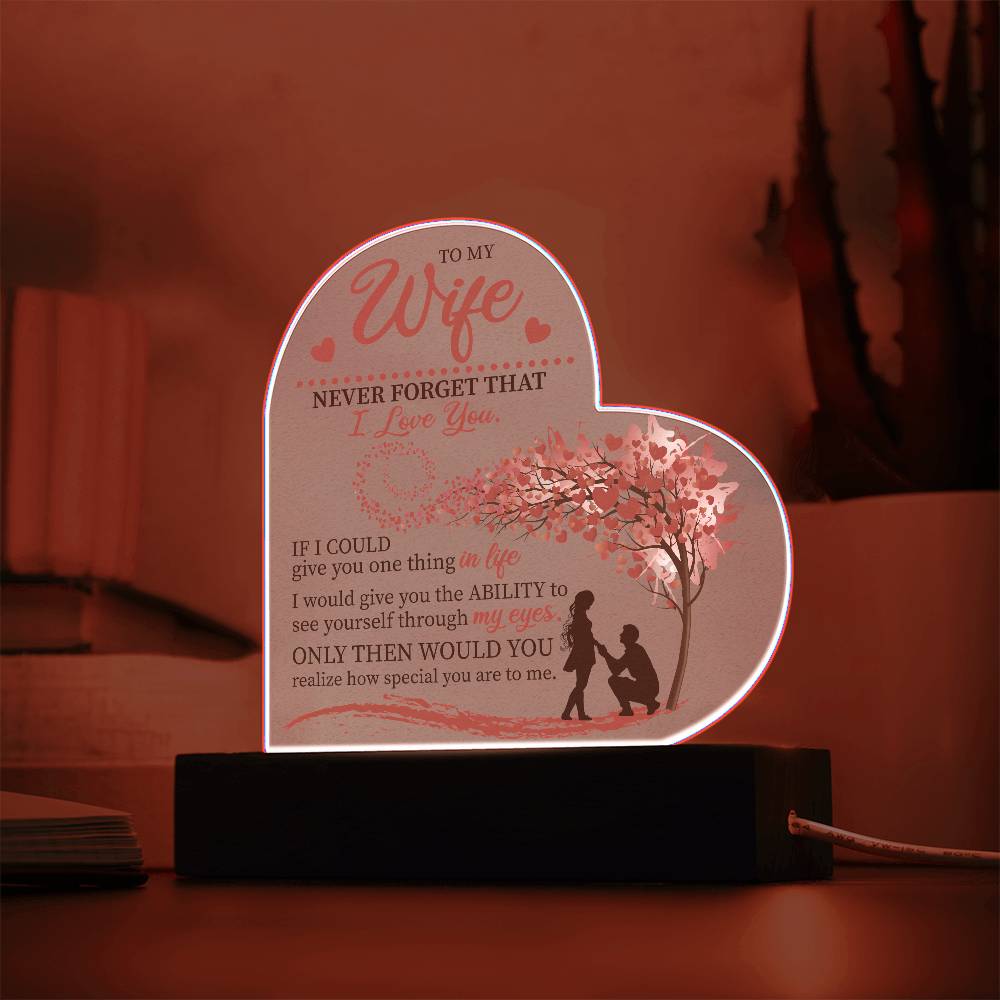 To my Wife Heart Acrylic Plaque Night Light