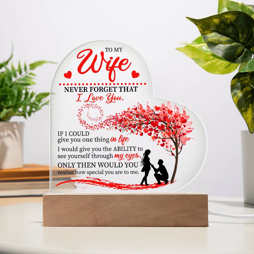 To my Wife Heart Acrylic Plaque Night Light