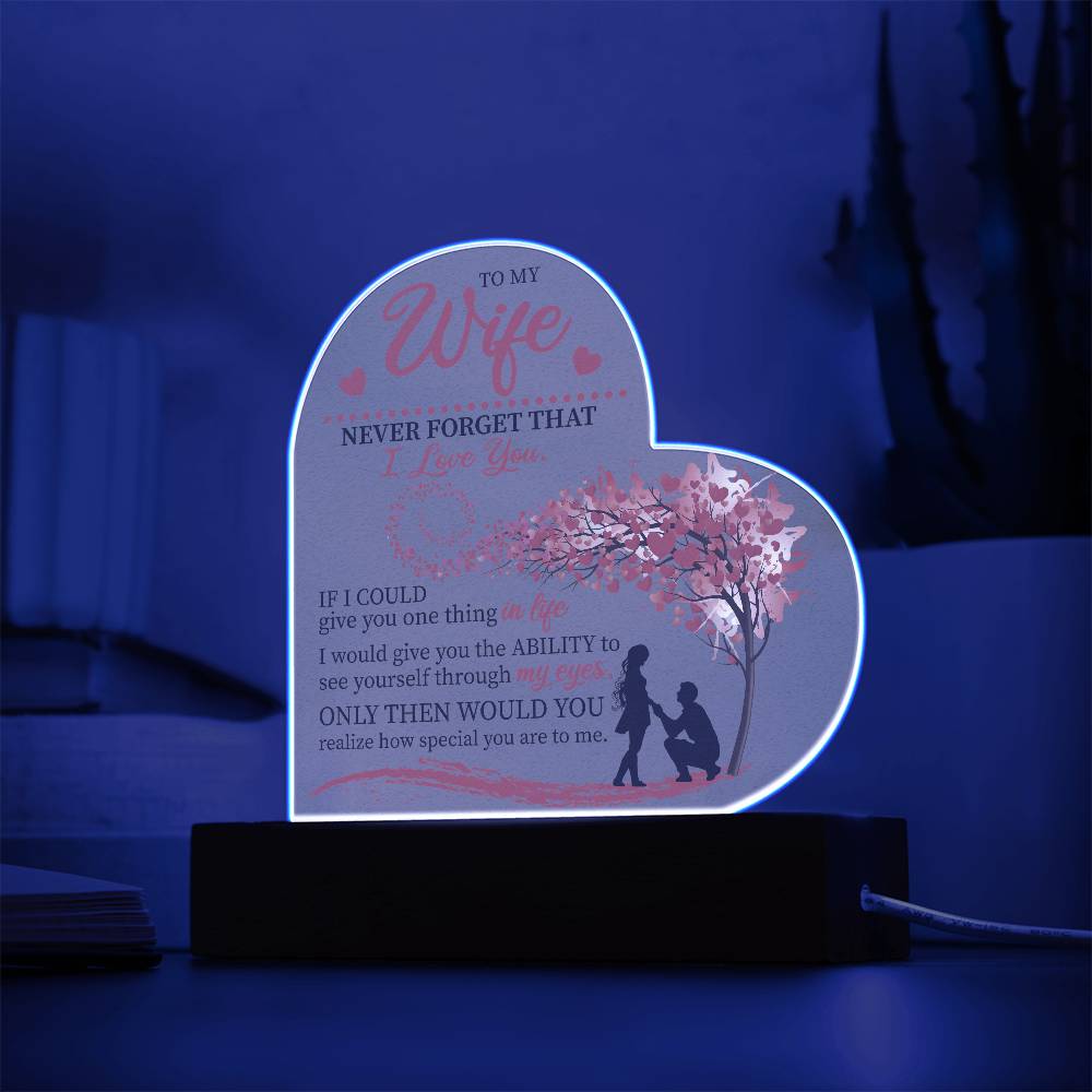 To my Wife Heart Acrylic Plaque Night Light