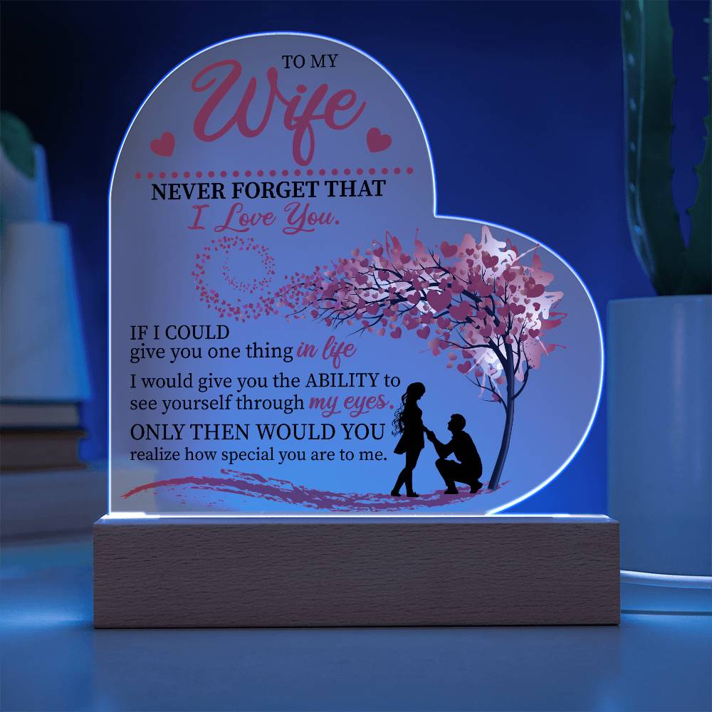 To my Wife Heart Acrylic Plaque Night Light