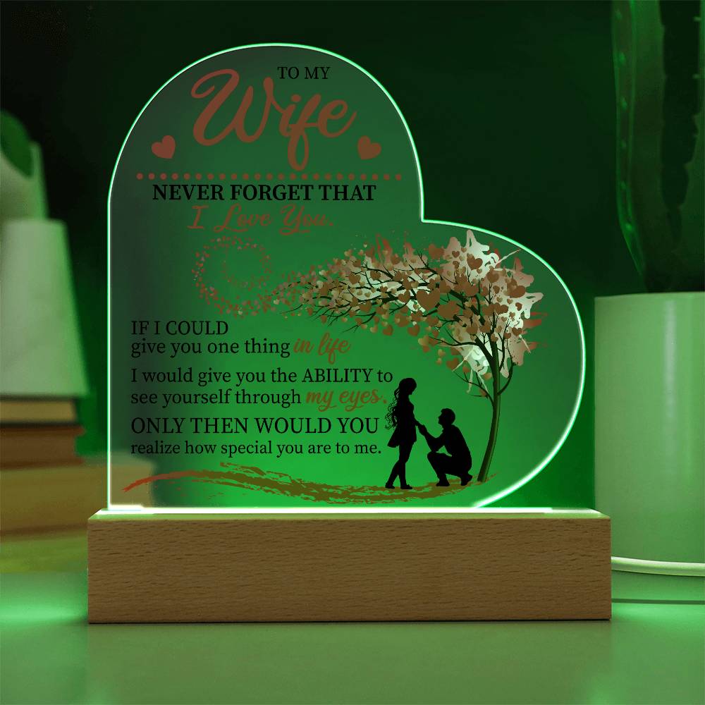 To my Wife Heart Acrylic Plaque Night Light