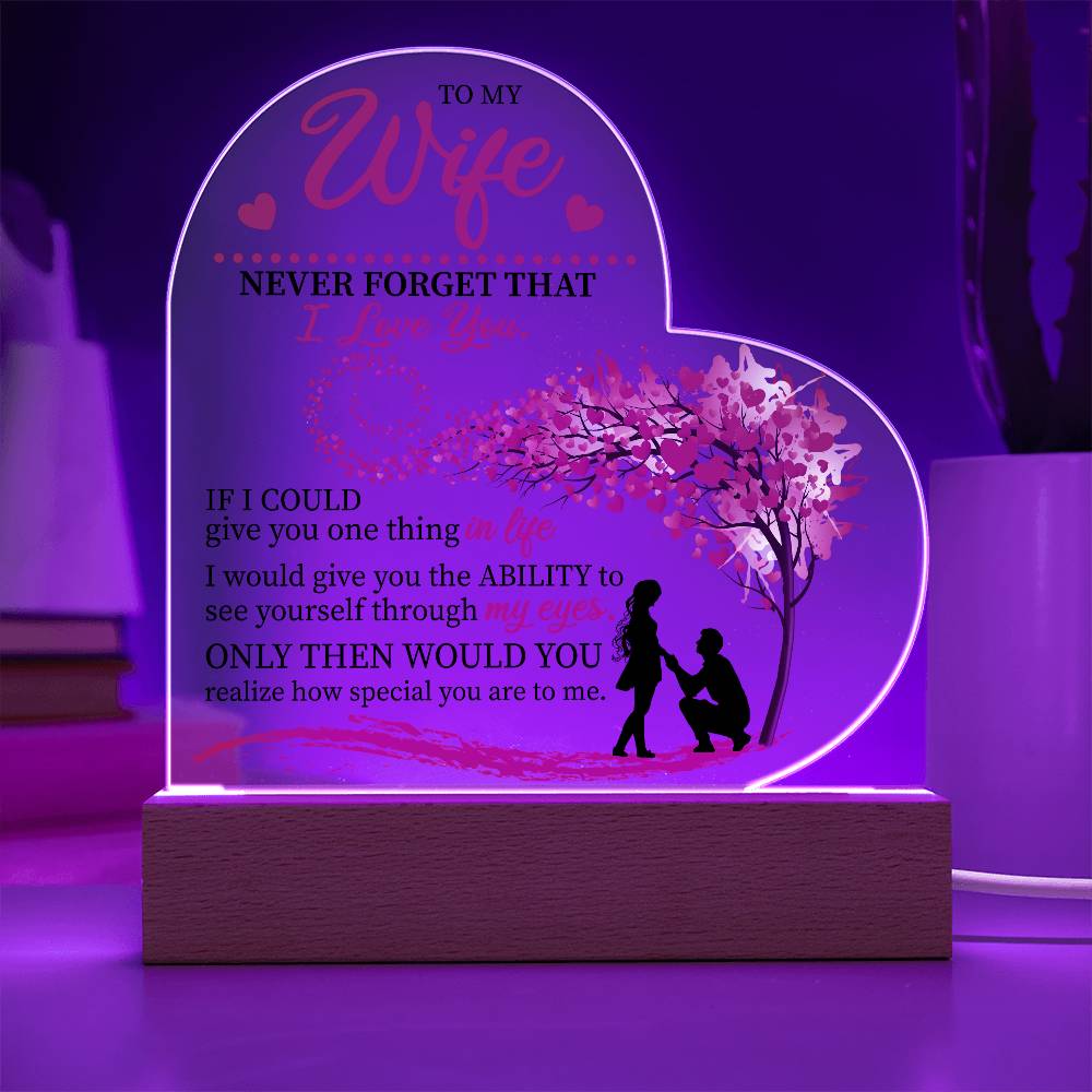 To my Wife Heart Acrylic Plaque Night Light