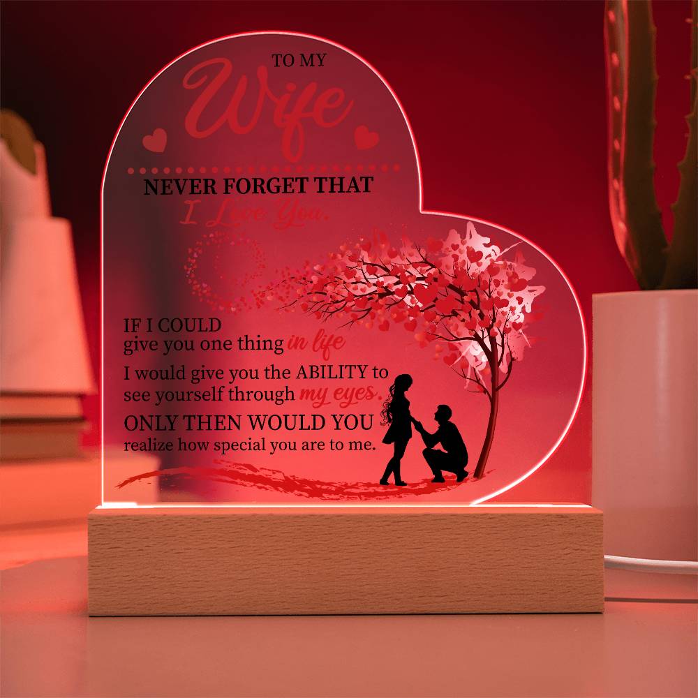 To my Wife Heart Acrylic Plaque Night Light