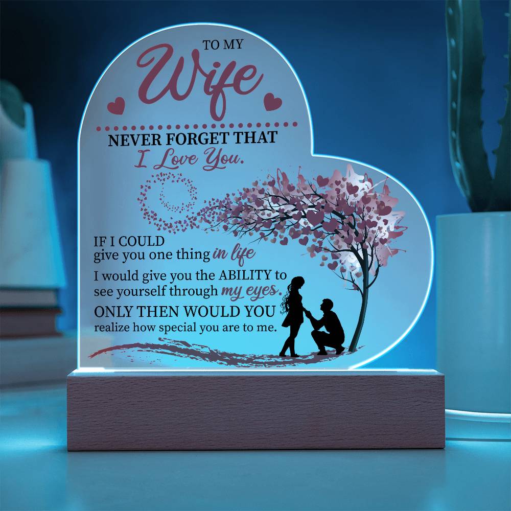 To my Wife Heart Acrylic Plaque Night Light