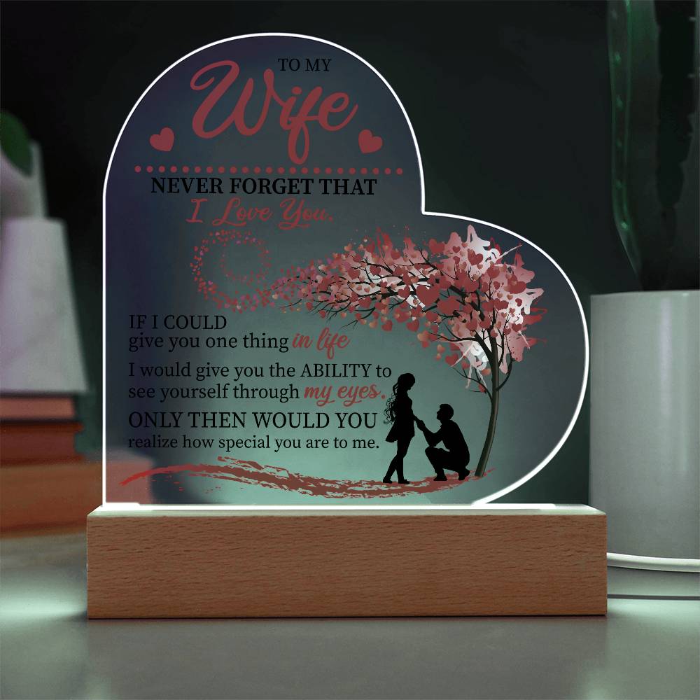 To my Wife Heart Acrylic Plaque Night Light