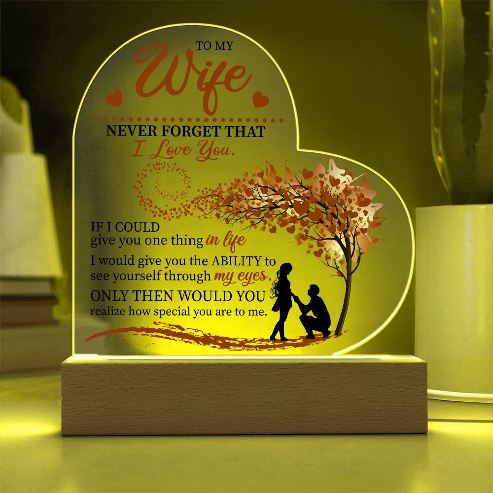 To my Wife Heart Acrylic Plaque Night Light