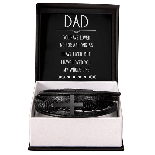 Men's Cross Leather Bracelet, Dad you have loved me