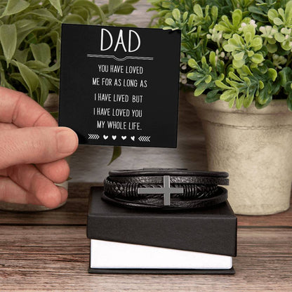 Men's Cross Leather Bracelet, Dad you have loved me