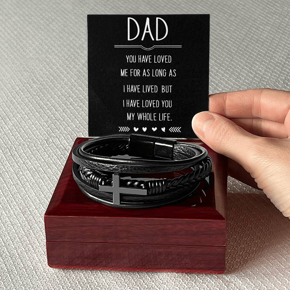 Men's Cross Leather Bracelet, Dad you have loved me