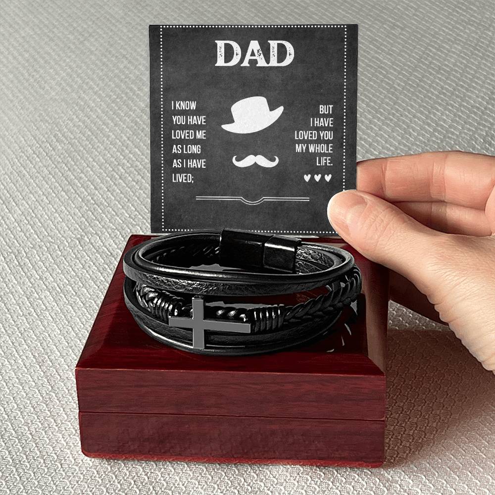 Men's Cross Leather Bracelet, Dad I know you have loved me