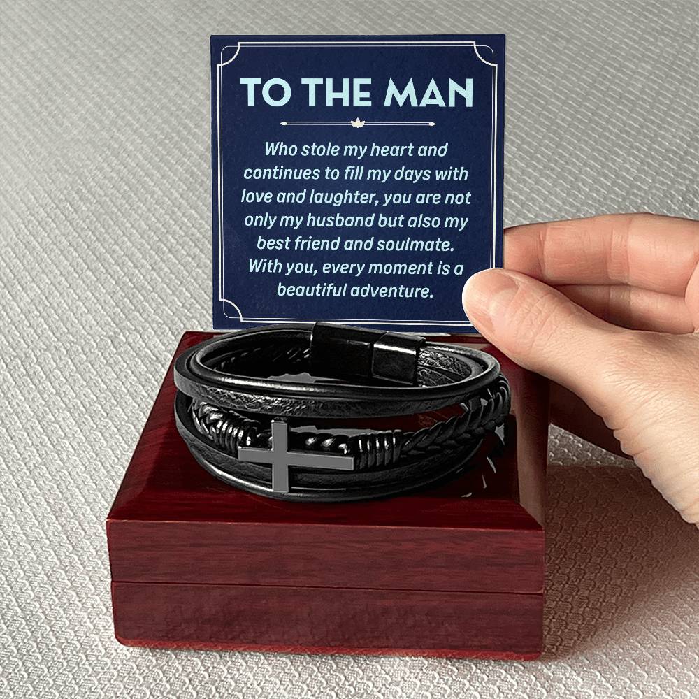 To The Man, my husband, Men's "Cross" Bracelet