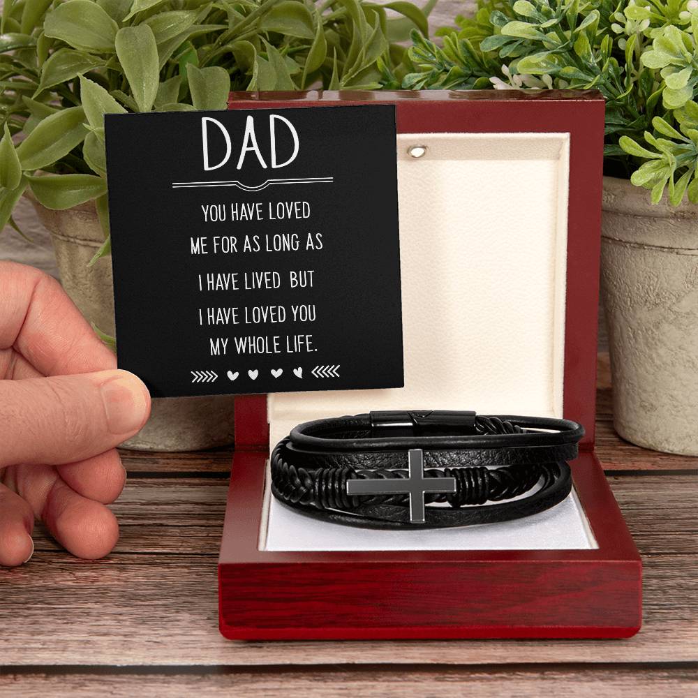 Men's Cross Leather Bracelet, Dad you have loved me