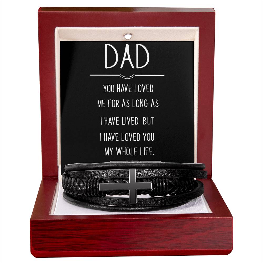 Men's Cross Leather Bracelet, Dad you have loved me