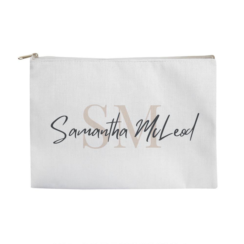 Personalised Zippered Pouch, Name and Initials