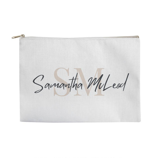 Personalised Zippered Pouch, Name and Initials