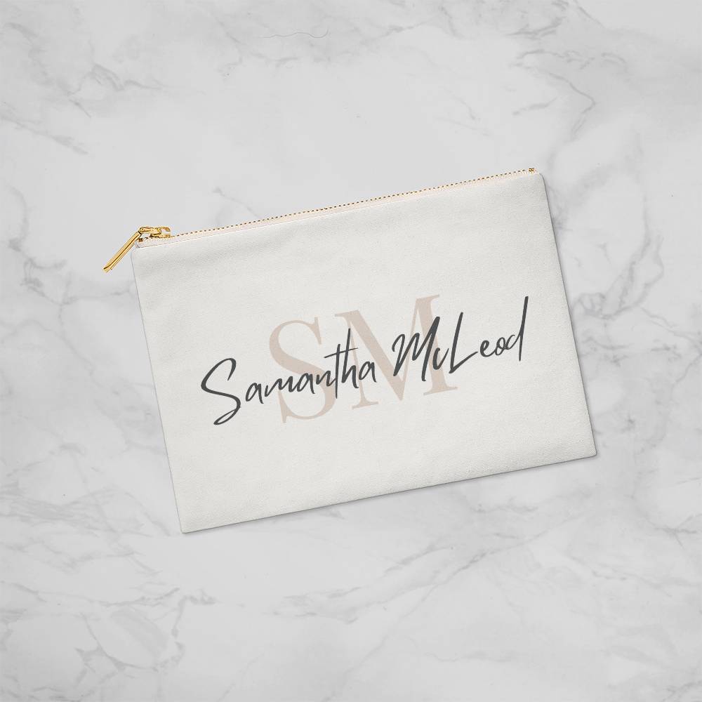Personalised Zippered Pouch, Name and Initials
