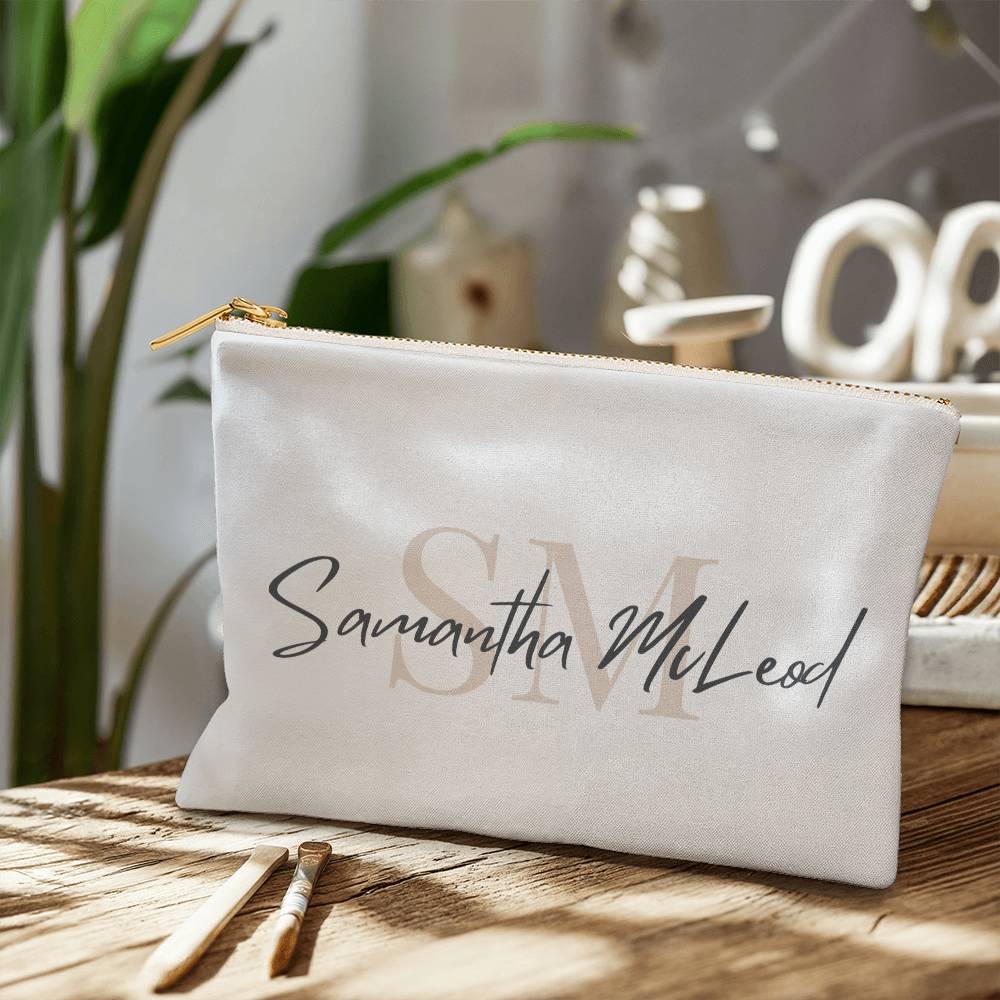 Personalised Zippered Pouch, Name and Initials