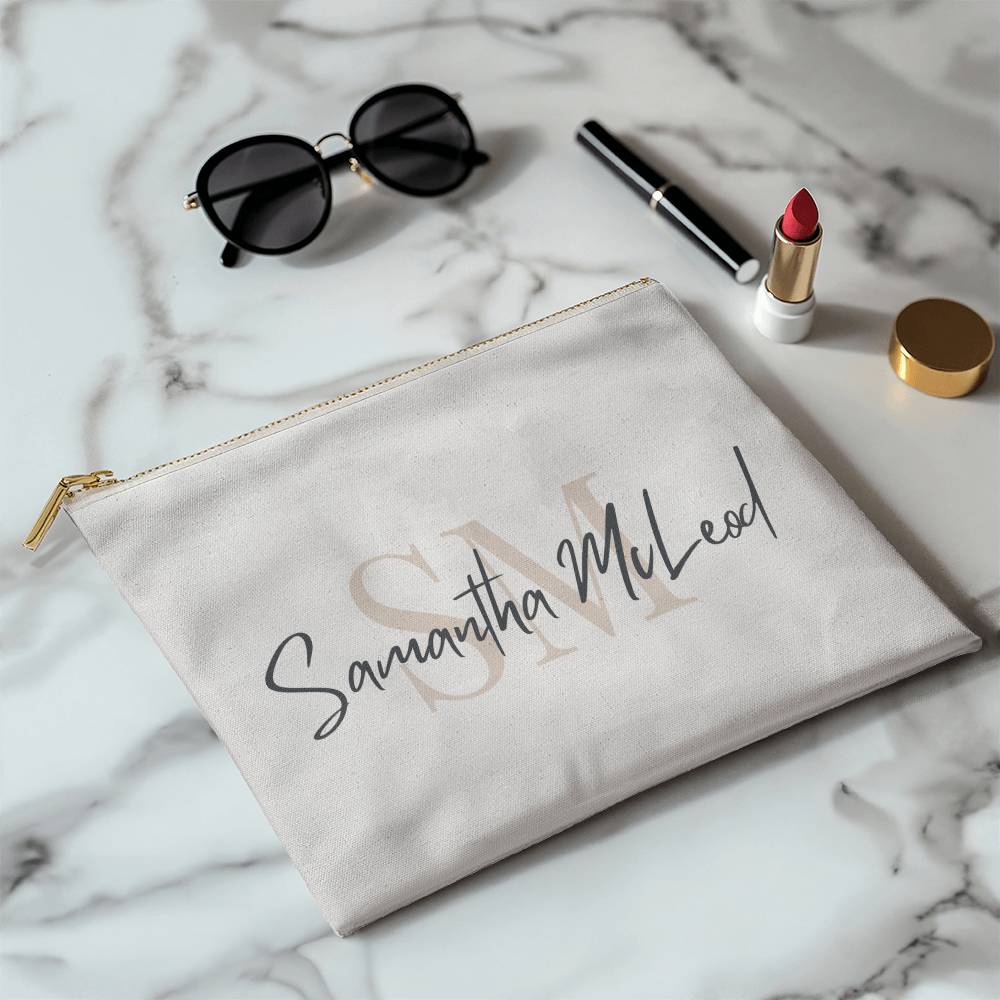 Personalised Zippered Pouch, Name and Initials
