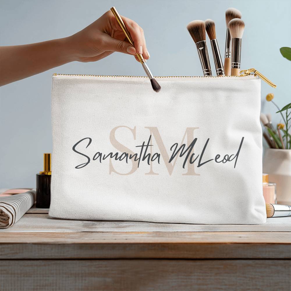 Personalised Zippered Pouch, Name and Initials