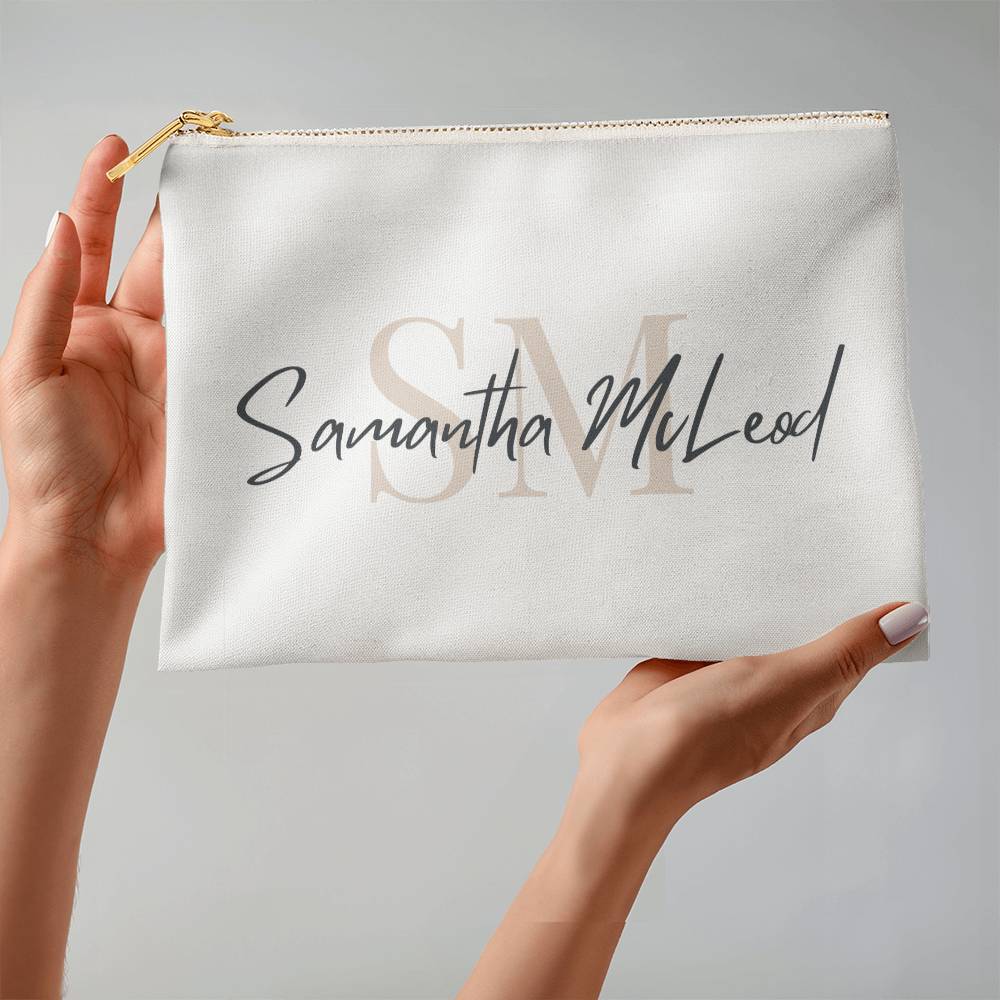 Personalised Zippered Pouch, Name and Initials