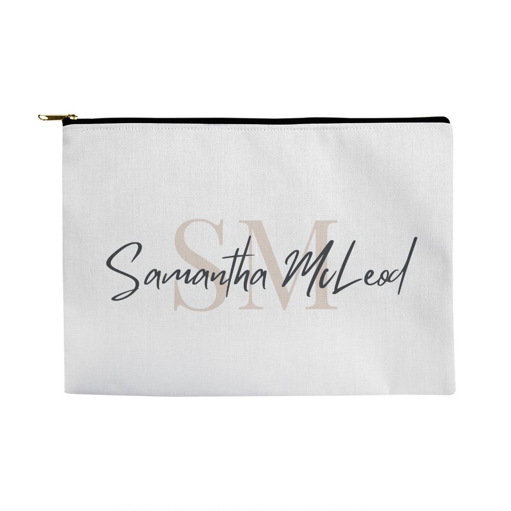 Personalised Zippered Pouch, Name and Initials