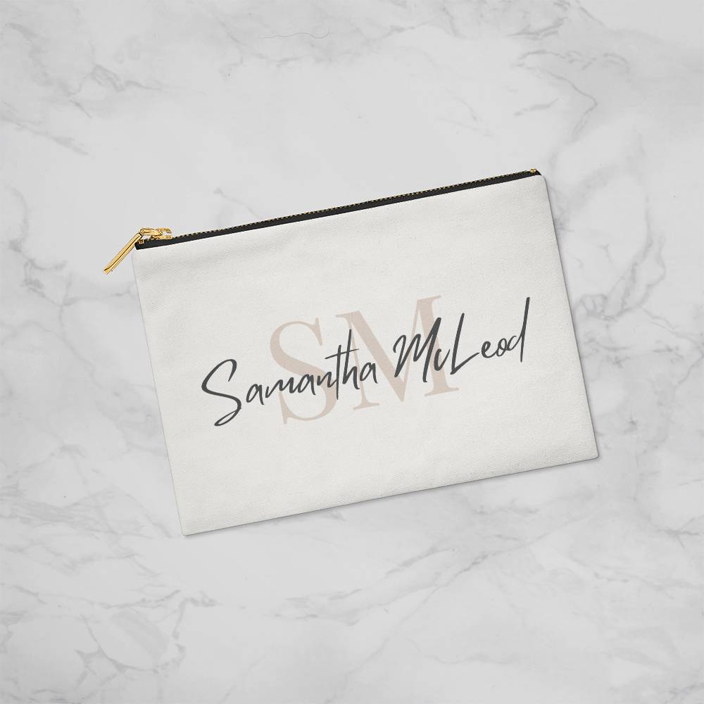 Personalised Zippered Pouch, Name and Initials