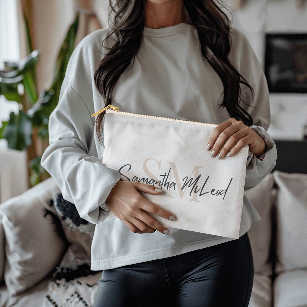 Personalised Zippered Pouch, Name and Initials