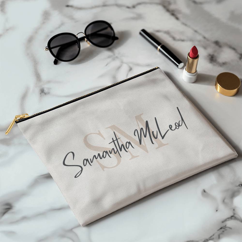 Personalised Zippered Pouch, Name and Initials