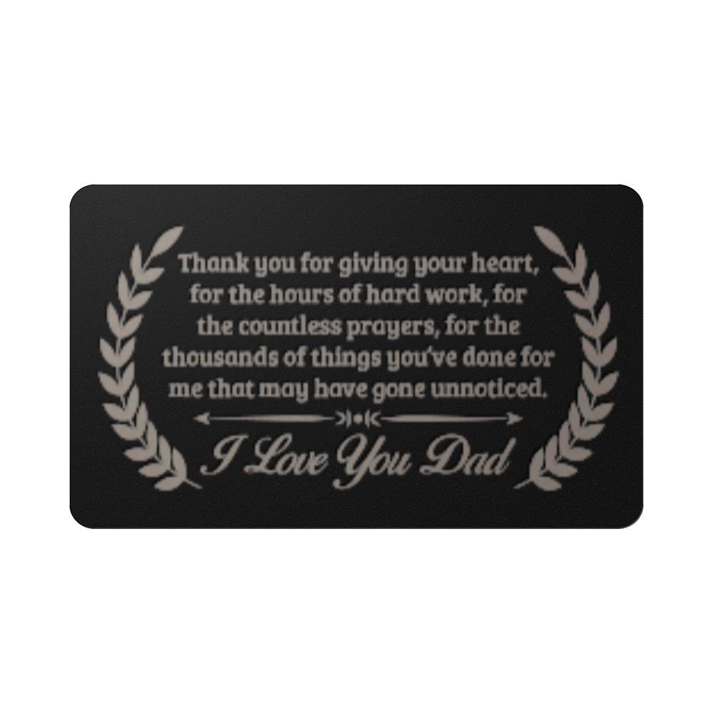 Engraved Metal Wallet Card, Thank you Dad