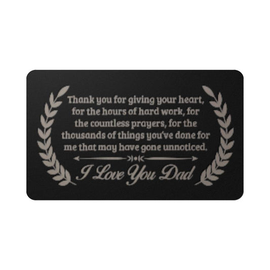 Engraved Metal Wallet Card, Thank you Dad