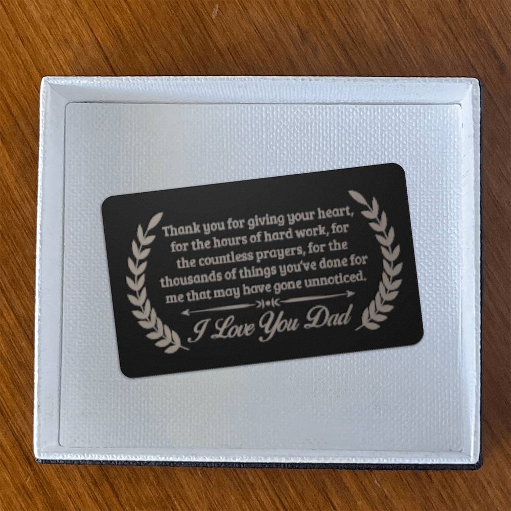 Engraved Metal Wallet Card, Thank you Dad